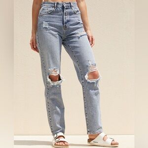 ‼️SOLD‼️ PacSun Eco Medium Blue Distressed Dad Jeans 27